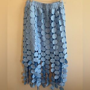 Light Blue Circle-Appliqué Maxi Skirt